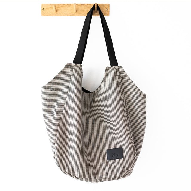 Striped Linen Tote Bag