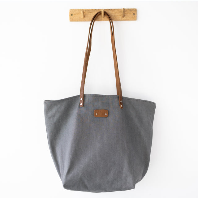 Grey Denim Tote Bag