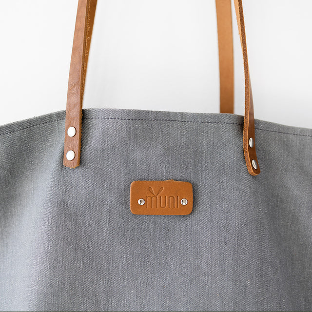 Grey Denim Tote Bag