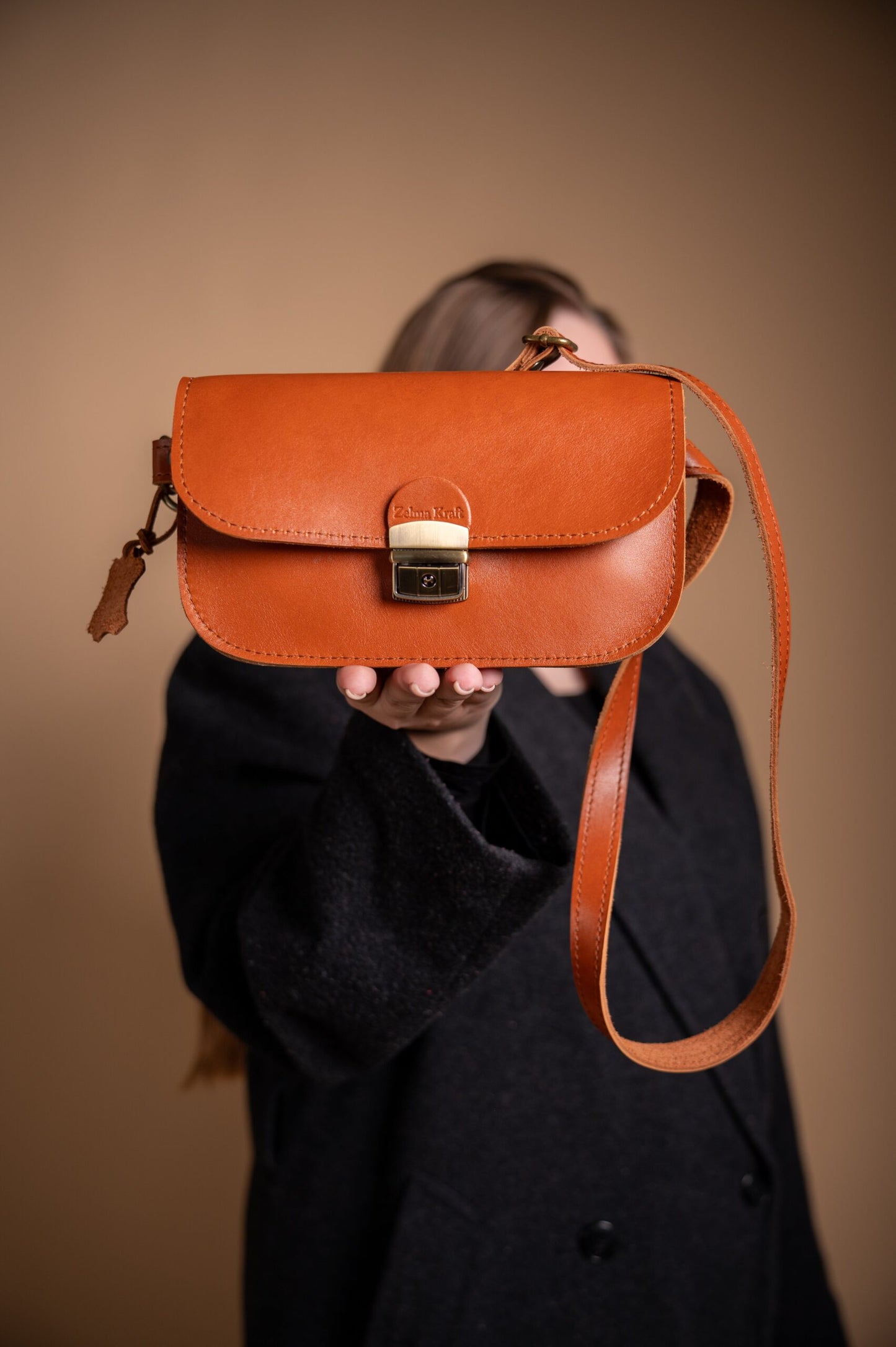 Natural Leather Saddle Bag Mini - Light Brown