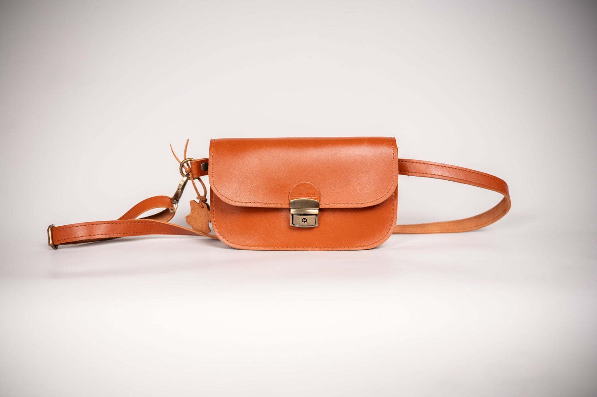 Natural Leather Saddle Bag Mini - Light Brown