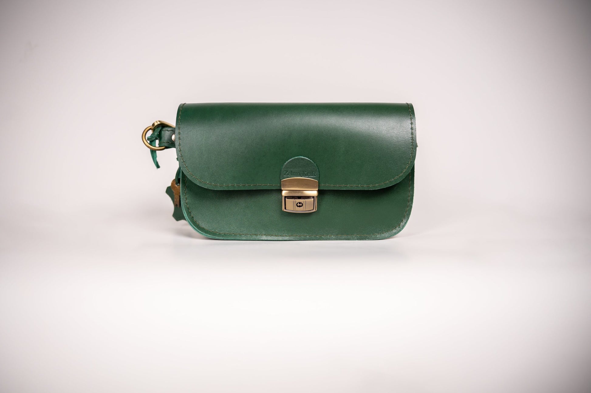 Natural Leather Saddle Bag Mini - Green